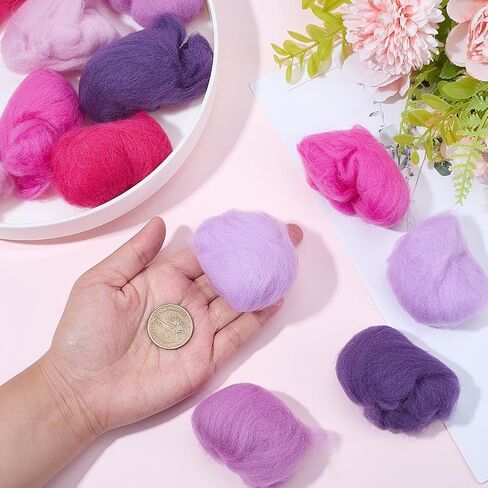 18Pcs 6 Colors Wool Roving Bulk Needle Felting Yarn Blue Green Mixed Color Ocean Forest Art Design Wet Felt Handcraft Fibre Wool Yarn for Blending Weaving DIY Craft Materials Supplies Adults in Saudi Arabia