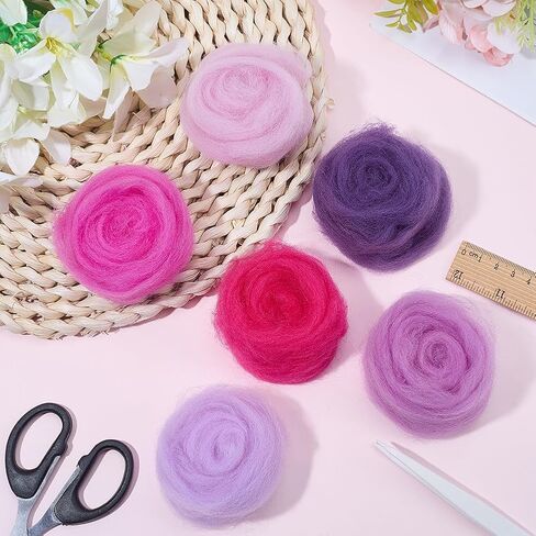18Pcs 6 Colors Wool Roving Bulk Needle Felting Yarn Blue Green Mixed Color Ocean Forest Art Design Wet Felt Handcraft Fibre Wool Yarn for Blending Weaving DIY Craft Materials Supplies Adults in Saudi Arabia