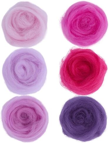 18Pcs 6 Colors Wool Roving Bulk Needle Felting Yarn Blue Green Mixed Color Ocean Forest Art Design Wet Felt Handcraft Fibre Wool Yarn for Blending Weaving DIY Craft Materials Supplies Adults in Saudi Arabia