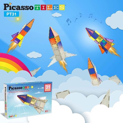 PicassoTiles 12 قطعة من بلاط البناء المغناطيسي الشفاف الشفاف، مجموعة بناء التوسعة، مجموعة أدوات تعلم العلوم والتكنولوجيا والهندسة والرياضيات، ألعاب تعليمية لمرحلة ما قبل المدرسة والأطفال الصغار الأولاد والبنات من عمر 3 سنوات فما فوق in Saudi Arabia