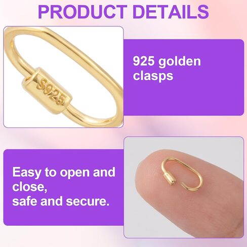 2PCS Clasp Jewelry Clasp ، 925 Sterling Silver Screk Clips Carabiner ، حلقات قفزة صغيرة لصنع المجوهرات ، الحرف ، مشروع DIY in Kuwait