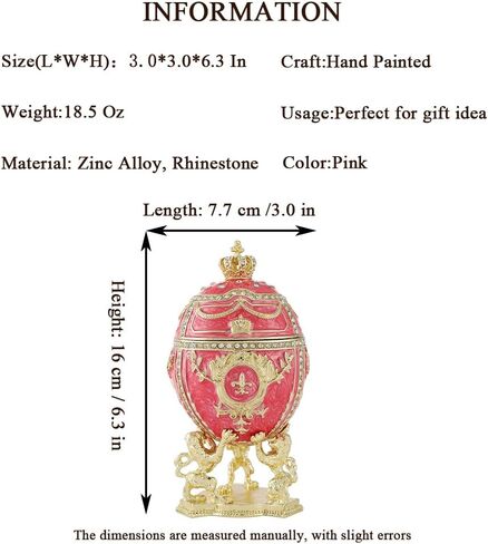 QIFU Hand Painted Enameled White Faberge Egg Style Decorative Hinged Jewelry Trinket Box Unique Gift for Home Decor in Kuwait