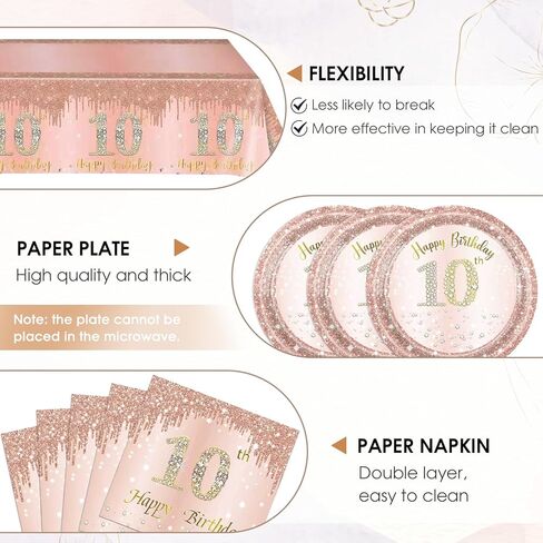 ديكورات عيد الميلاد السادس عشر للفتيات باللون الذهبي الوردي الحلو زينة حفلات عيد الميلاد السادس عشر لأطباق عيد الميلاد السادس عشر والمناديل لتزيين مفرش المائدة للفتيات in Kuwait