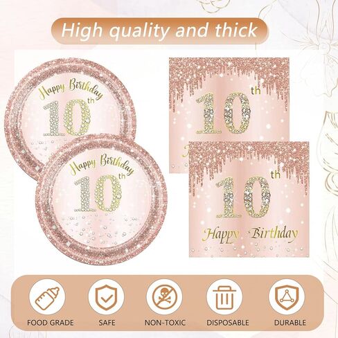 ديكورات عيد الميلاد السادس عشر للفتيات باللون الذهبي الوردي الحلو زينة حفلات عيد الميلاد السادس عشر لأطباق عيد الميلاد السادس عشر والمناديل لتزيين مفرش المائدة للفتيات in Kuwait