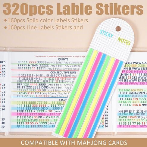 640 pcs Mahjong Card Line Finder Highlighter Tape, Mahjong Line Highlighter Stripe, Transparent Sticky Card Markers Tabs, Mahjong Game Rule Reader, Reusable & No Adhesive Residue (Solid color + Lines) in Saudi Arabia