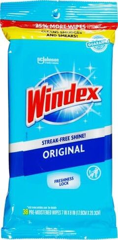 ويندكس مناديل مبللة مسبقا من الزجاج والسطح، اصلي، 38 قطعة in Kuwait