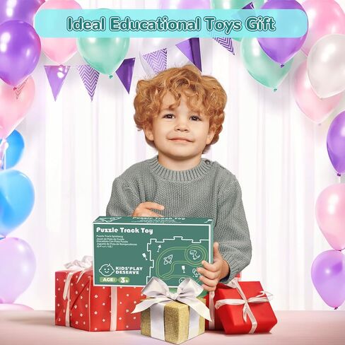 Plastic Floor Puzzles for Kids Ages 3-5, Puzzle Track Car Play Set, Educational Montessori Toys for 3 4 5 6 Year Old Boys, 3 4 5 6 Year Old Boy Birthday Gift, Boy Toys Age 3 in Saudi Arabia