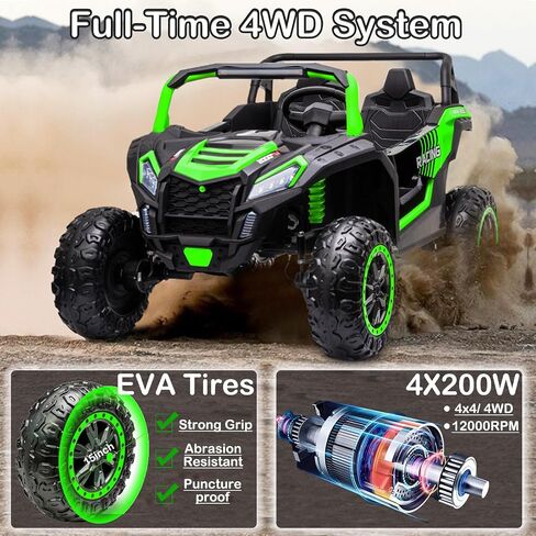 NewQida XXXL 24V Ride On Toys for Big Kids Utv utv legh 2 ate-at onced for Kids 4WD Ride on Truck with جهاز التحكم عن بعد ، جنبًا إلى جنب in Kuwait
