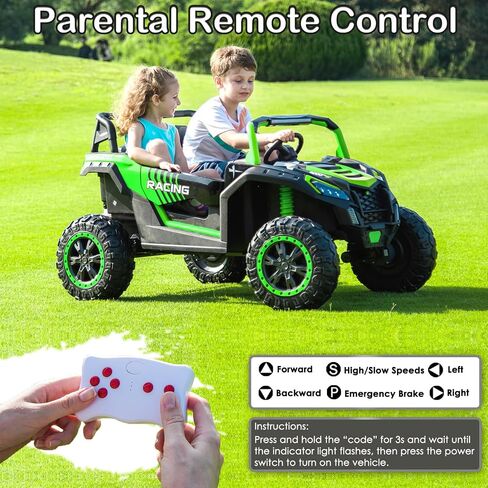 NewQida XXXL 24V Ride On Toys for Big Kids Utv utv legh 2 ate-at onced for Kids 4WD Ride on Truck with جهاز التحكم عن بعد ، جنبًا إلى جنب in Kuwait