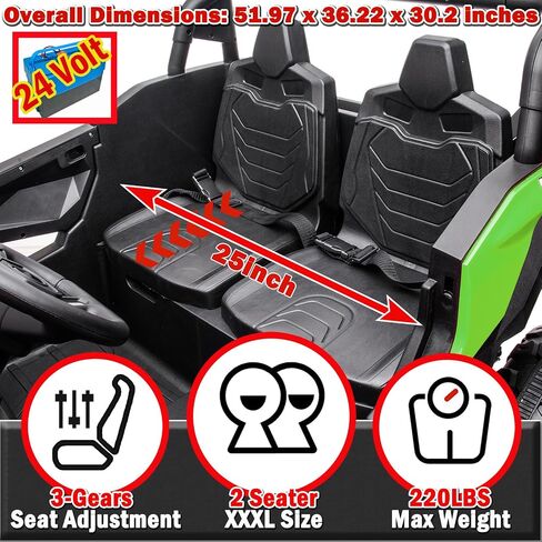 NewQida XXXL 24V Ride On Toys for Big Kids Utv utv legh 2 ate-at onced for Kids 4WD Ride on Truck with جهاز التحكم عن بعد ، جنبًا إلى جنب in Kuwait
