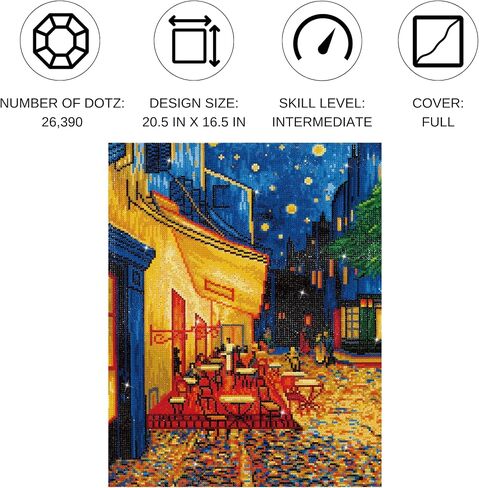 DIAMOND DOTZ ® - Cafe at Night (Van Gogh) Diamond Artwork Kit, Full Drill, Round Dotz, 8.7"x8.7", Van Gogh Diamond Painting, Van Gogh Diamond Art, Van Gogh, Van Gogh Paint by Number in Saudi Arabia