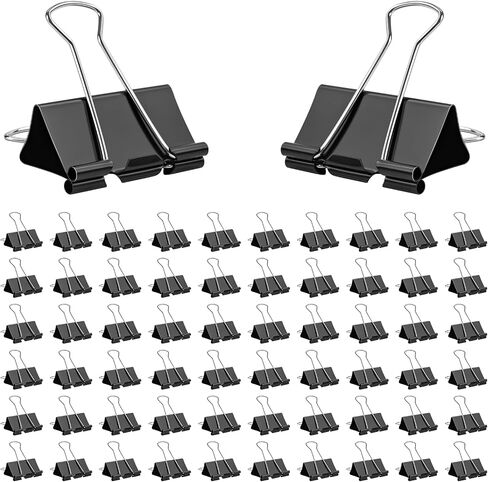 OWLKELA 1.6 Inch (50 Pack) Large Binder Clips, Black Paper Clamps for Office, School, and Home Supplies in Kuwait