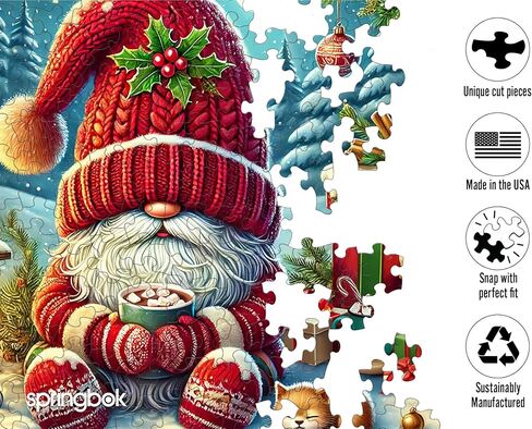 Springbok Gnome Village 500 Piece Holiday Jigsaw Puzzle- Made in The USA with Unique Precision fit Pieces for a Great Puzzling Experience in Kuwait
