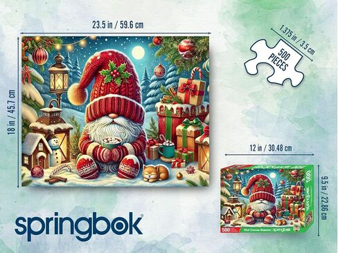 Springbok Gnome Village 500 Piece Holiday Jigsaw Puzzle- Made in The USA with Unique Precision fit Pieces for a Great Puzzling Experience in Kuwait