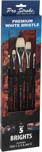 Creative Mark Mark Pro Stroke Premium White Chungking Hog Bristle Artist Paint Brush - Filberts مجموعة من 5 - Bristle Bristle Natural مع مقبض اللمس الناعم للزيوت ، والألوان المائية ، والأكريليك ، والألكينز ، والكازينز in Kuwait