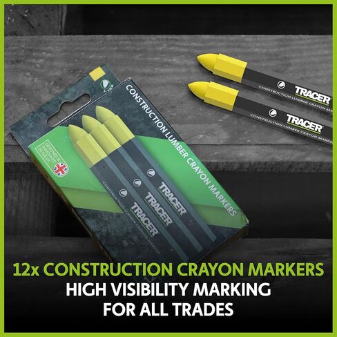 TRACER Construction Lumber Crayon Markers, Pack of 12 - Black. 12 x Black Multi Surface Marking Crayons in Saudi Arabia