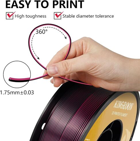 Kingroon PLA 3D Printer Filament, 10 Rolls, Triple Color Silk PLA Filament, Dimensional Accuracy +/- 0.03 mm, 10kg Spool(22lbs), 1.75 mm, Red Blue Green in Saudi Arabia