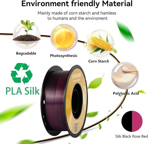 Kingroon PLA 3D Printer Filament, 10 Rolls, Triple Color Silk PLA Filament, Dimensional Accuracy +/- 0.03 mm, 10kg Spool(22lbs), 1.75 mm, Red Blue Green in Saudi Arabia