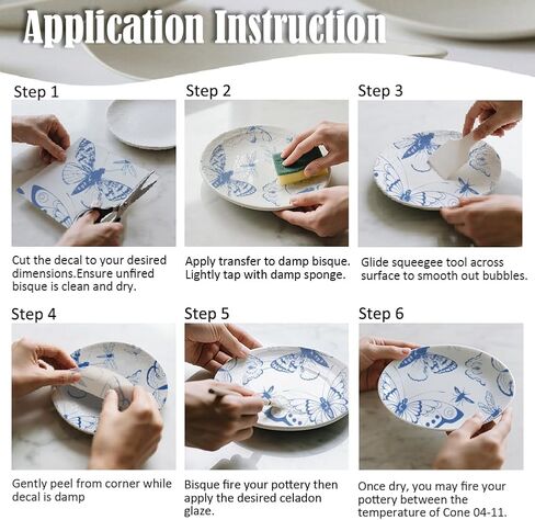 5pcs 5pcs butterfly transfres underglaze لملصقات نقل زهرة الفخار ملصقات السيراميك الشارات الزرقاء المائية نقل الورق من أجل البورسلين overglaze مينا الطين شريحة طين 20.5x14.6in in Saudi Arabia