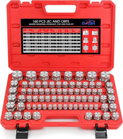 OKBA 64pcs JIC 37° Flare Thread Cap&Plug Kit,37 Degree JIC Cap and Plug Assortment Kit Precision Threading Hydraulic Hose Tube Pipe Adapter AN Fittings Set Kit Dash Sizes 04 06 08 10 12 16 in Kuwait