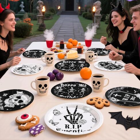 Grencian 60pcs Blue Green Yellow Party Supplies 9" Halloween Face Paper Plates Cartoon Tableware Sets Decoration for Teen Girls Birthday Cartoon Theme Party Decoration in Saudi Arabia