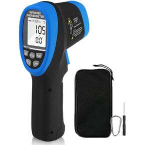 HOLDPEAK بيرومتر D:S=50:1، ميزان حرارة عالي الحرارة بالأشعة تحت الحمراء -58 درجة فهرنهايت ~ 3272 درجة فهرنهايت (-50 درجة مئوية ~ 1800 درجة مئوية)، مسدس ميزان حرارة ليزر صناعي غير ملامس مع مصباح يدوي، مقياس درجة حرارة الأشعة تحت الحمراء الرقمي HP-1800 (ليس in Kuwait