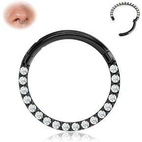 BodyBonita Hinged CZ Septum Rings - 316L Surgical Steel Nose Rings Hoops for Women 20G/18G/16G Cartilage Earrings Conch Piercing Jewelry Helix Rook Tragus Lobe Daith Snug Belly Button Ring 6mm-10mm