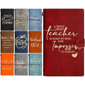 Roowest 10 Pcs Teacher Appreciation Gifts Vintage PU Leather Journal for Women Men Back to School Gifts Thank You Gift Travel Diary Sketchbook for Retirement Birthday Happy New Years Gift