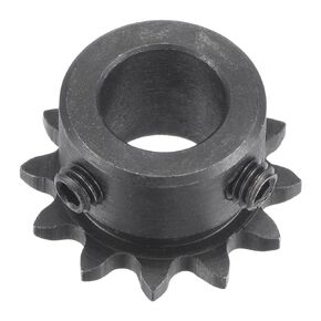 uxcell 12 Tooth Roller Sprocket B Type, 25 Chain, Single Strand 1/4" Pitch, 12mm Bore Black Oxide C45 Carbon Steel with Set Screws for ISO 04C