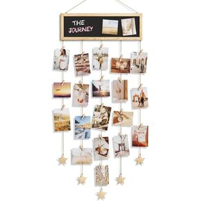 SF SOONEAT Picture Frames Collage Wall Decor, Hanging Photo Display Multiple Family Tree Polaroid Celebration of Life Decorations with String, Blackboard, 30 Clips