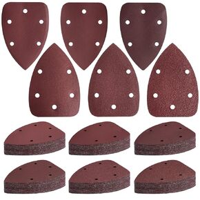 Sutekus 180PCS Mouse Sander Pads Assorted 40/80/120/180/240/400 Grits Sanding Pads Palm Sander Sandpaper 5 Hole Detail Sander Sandpaper