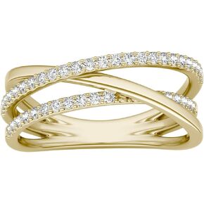 Charles & Colvard 1/4 CTW Round Caydia Lab Grown Diamond Triple Crossover Ring 14K Yellow Gold