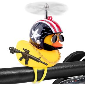 wonuu Rubber Duck Bike Bell, Squeeze Ducks with Helmet for Cycling Car Dashboard Decorations Motorcycle Bicycle Accessories