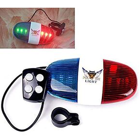 Durable Plastic 4-Tone Whistle Red and Blue Police Light Lamp Electric Horn for Bicycle