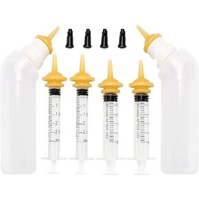 zhixing Pet Feeding Silicone Nipple with Bottle and Syringes for Puppy Dog Cat or Other Pets（Model 2）