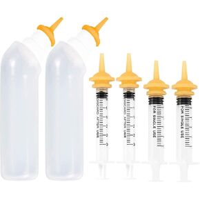 Xuandea Pet Feeding Silicone Nipple with Bottle and Syringes for Puppy Cat or Other Pets（Model 2