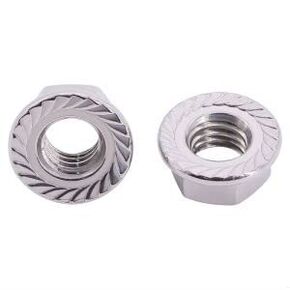 M4-0.7 (100 Pcs) Serrated Flange Nuts, Hex Nuts, Hexagon Head Nuts with Serrated Flange Washer, 304 Stainless Steel 18/8, DIN6923