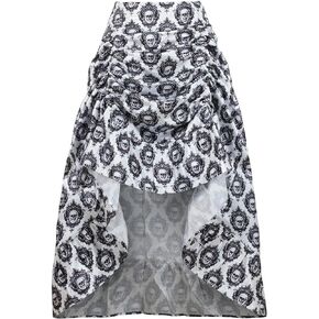 Daisy corsets Women's White & Black Skull Satin Adjustable High Low Skirt