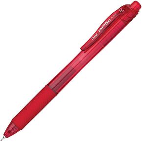 Pentel EnerGel-X Retractable Liquid Gel Pen 0.5mm Needle Tip Red Ink, Box of 12 (BLN105-B)