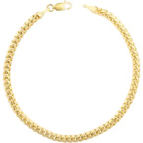 Nuragold 18K Yellow Gold 3.5mm Solid Miami Cuban Link Chain Bracelet, Mens Womens Jewelry 7" 7.5" 8" 8.5" 9"