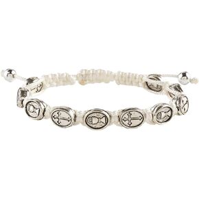 Catholic Religious Medal Adjustable Macrame Bracelet, 4 Inch