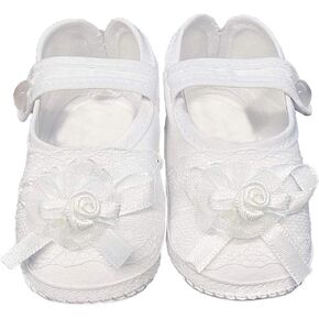 Pink Princess Baptism Shoes for Baby Girls - White Baby Christening Shoes Baby Booties Newborn - Zapatos de Bautizo para Nina