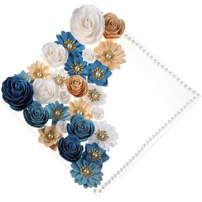 Thiccywoov 43 Pcs Graduation Cap Decorations Kit Includes Artificial Flowers Faux Flower Heads 3D Butterfly Stickers Pearl Rhinestones Glitter Stickers for Grad Cap Topper DIY Graduation Gift(Blue) in Kuwait
