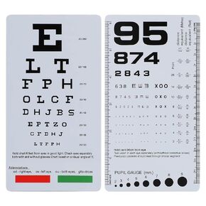 Pocket Eye Chart by Snellen, 2 in 1 Handheld Plastic Eye Chart for Eye Exams and Color Blindness Screening