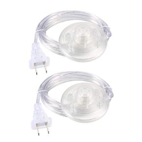 uxcell Inline Latching Foot Pedal Push Button Switch, Round Lamp Foot Control ON/Off Footswitch with 1.8M Wire US Plug Clear 2Pcs
