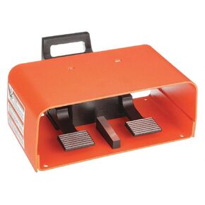 Linemaster 597-EX Explosion Proof Foot Switch, Electrical, 2-Pedal, Momentary, Full Aluminum Guard, Orange