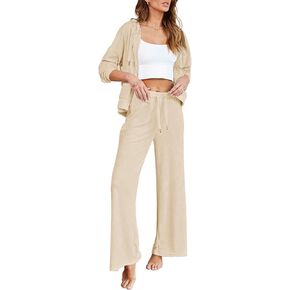 Kisscynest Women's 2 Piece Outfits Lounge Sets Zip Up Hoodies High Waist Wide Leg Pants Sweatsuit