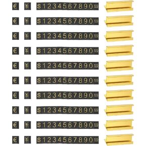 PATIKIL Price Cube Display Price Blocks Adjustable Removable Number Price Stand Gold Tone Counter Price Display for Retail Gold Tone on Black, Thousand Digit, 10 Set