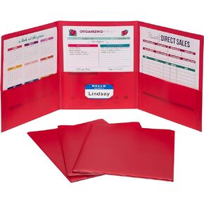 C-Line 3-Pocket Tri-Fold Heavyweight Poly Portfolios, Assorted Colors, Pack of 24 (33940-24)