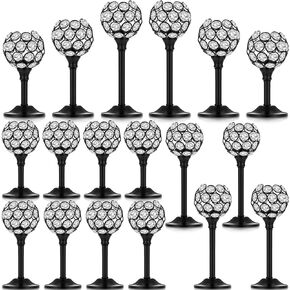 Qunclay 18 Pieces Crystal Candle Holders Bulk Candle Stick Holder Centerpieces for Table Wedding Centerpieces Crystal Decorative Tealight Candle Dining Table Candle Holder Decor for Party (Gold)